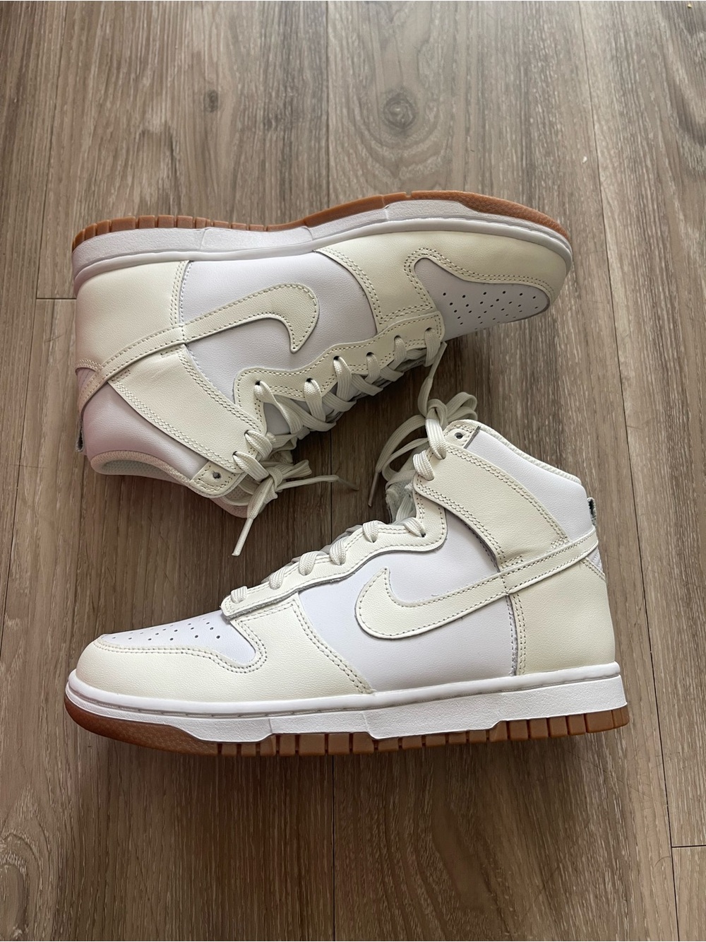 Nike High-Top Sneakers in Cream & Gum Sole